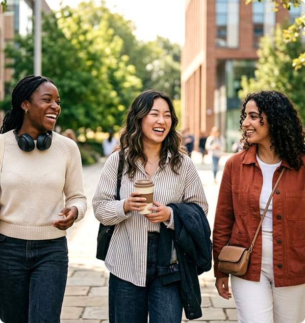 Students walking together on campus